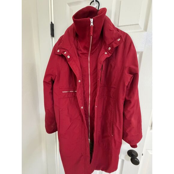 Lands End Delancey Womens Red Winter Parka Coat Size Large - Picture 2 of 13